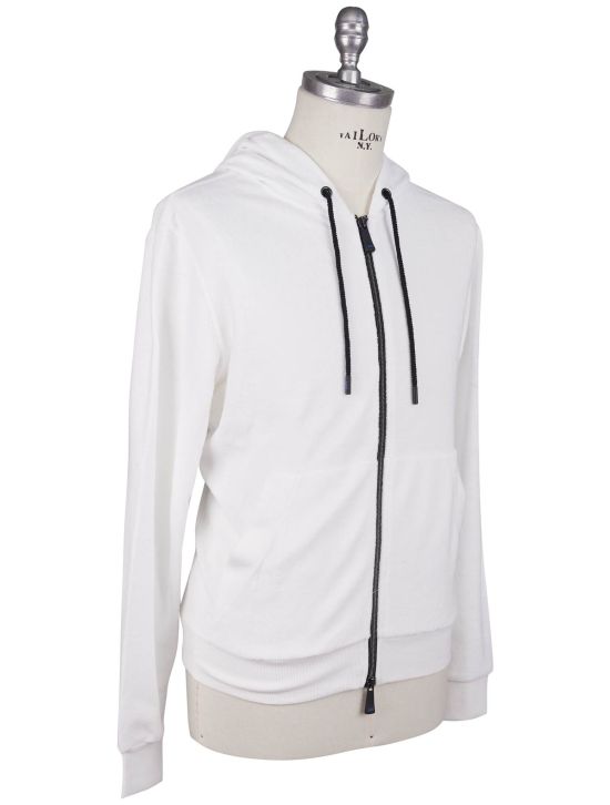 KNT Kiton Knt White Cotton Sweater Full Zip White 001