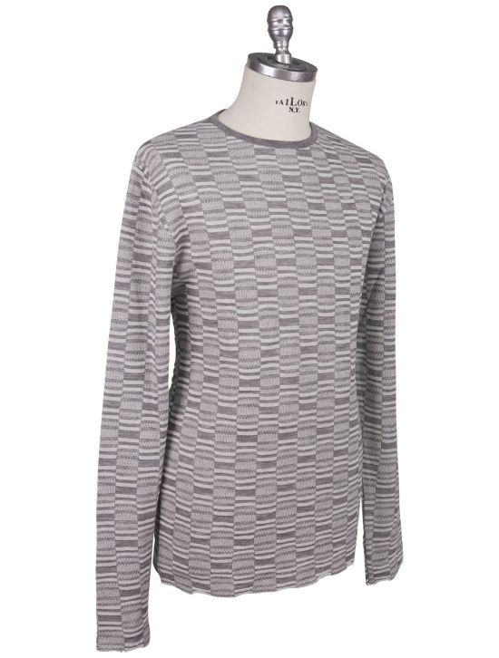 KNT Kiton Knt Gray Cashmere Cotton Sweater Crewneck Gray 001