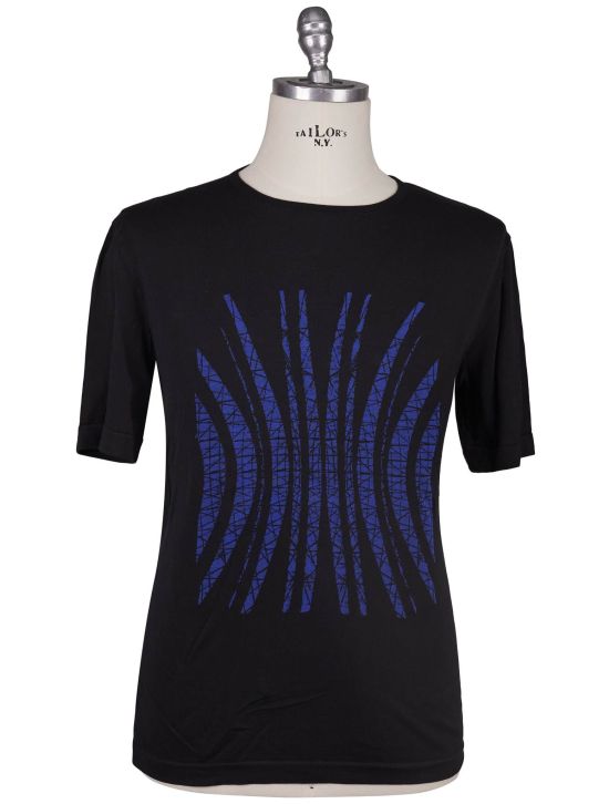 KNT Kiton Knt Black Blue Cotton T-Shirt Black / Blue 000