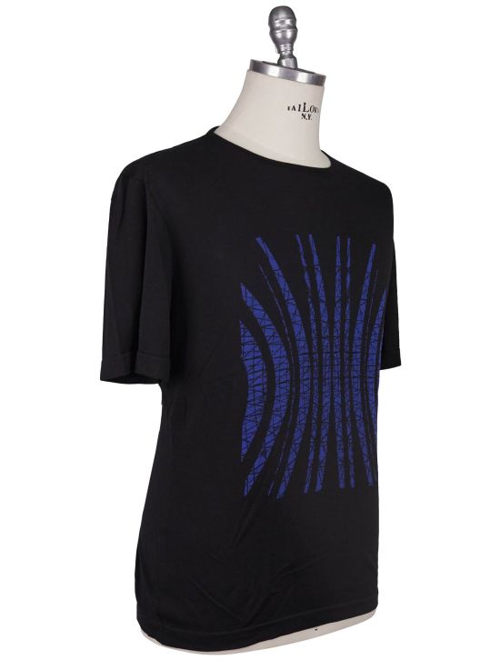 KNT Kiton Knt Black Blue Cotton T-Shirt Black / Blue 001