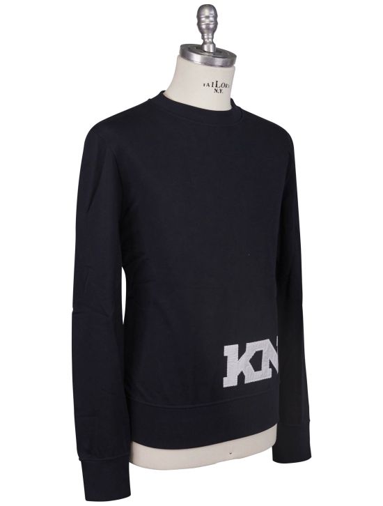 KNT Kiton Knt Blue Cotton PL Sweater Crewneck Blue 001