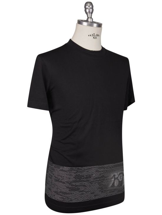 KNT Kiton Knt Black White Cotton T-Shirt Black / White 001