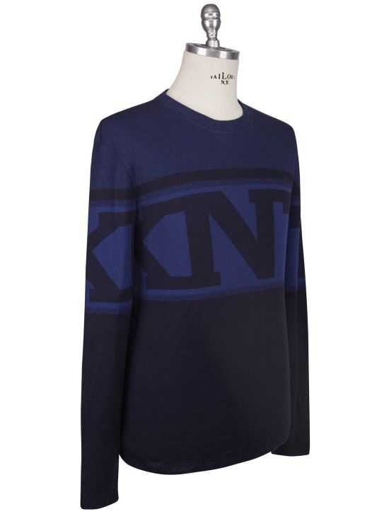 KNT Kiton Knt Blue Wool Cashmere Sweater Crewneck Blue 001