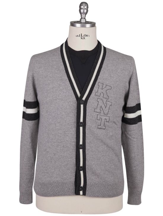 KNT Kiton Knt Gray Virgin Wool Cashmere Sweater Cardigan Gray 000