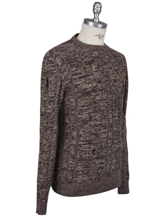 KNT Kiton Knt Brown Virgin Wool Cashmere Sweater Crewneck Brown 001