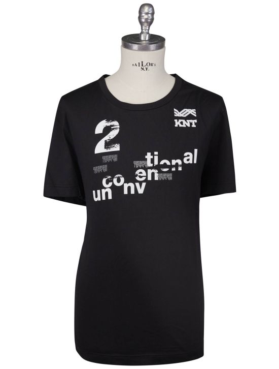 KNT Kiton Knt Black White Cotton T-Shirt Black / White 000