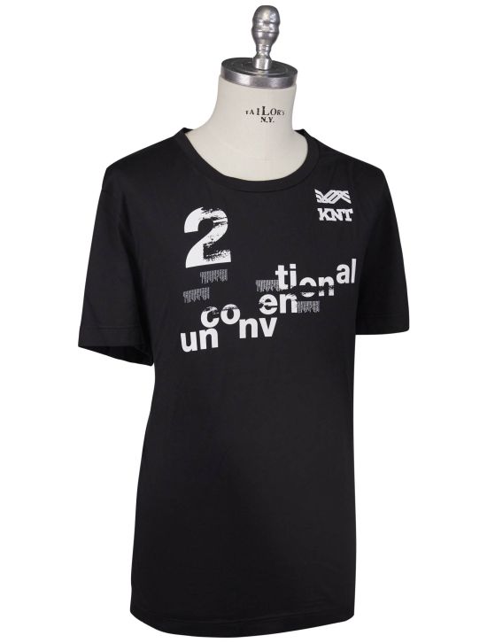 KNT Kiton Knt Black White Cotton T-Shirt Black / White 001