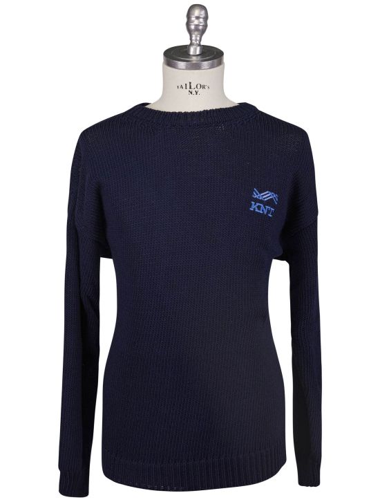 KNT Kiton Knt Blue Cotton PL Sweater Crewneck Blue 000