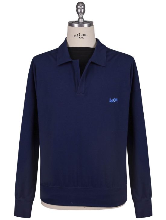 KNT Kiton Knt Blue Cotton Ea Sweater Polo Blue 000