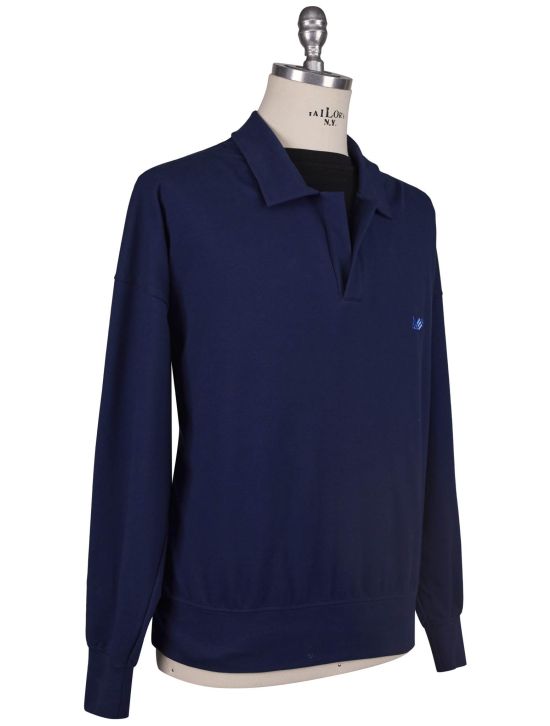 KNT Kiton Knt Blue Cotton Ea Sweater Polo Blue 001