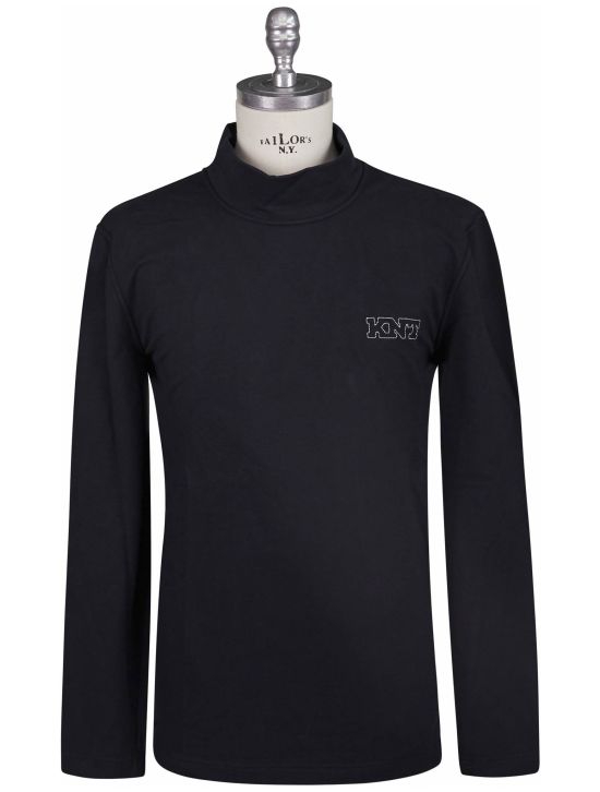 KNT Kiton Knt Black Cotton EA Sweater Half Neck Black 000