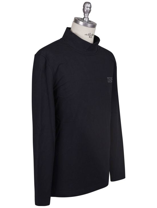 KNT Kiton Knt Black Cotton EA Sweater Half Neck Black 001