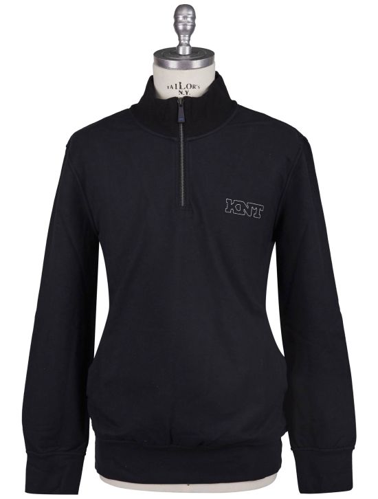 KNT Kiton Knt Black Cotton EA Sweater Half Zip Black 000