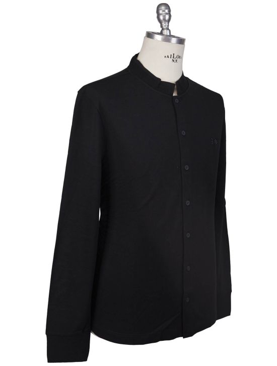 KNT Kiton Knt Black Cotton Silk Shirt Black 001