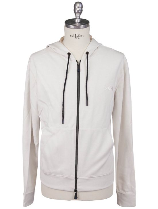 KNT Kiton Knt White Cotton PL Sweater Full Zip White 000