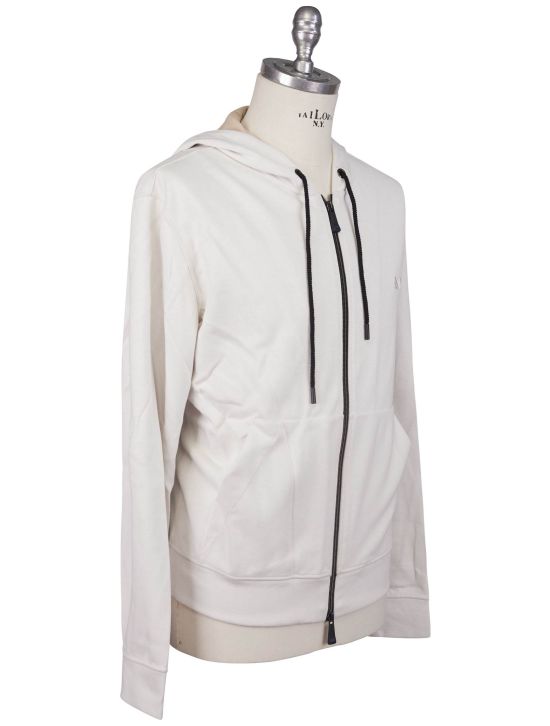 KNT Kiton Knt White Cotton PL Sweater Full Zip White 001