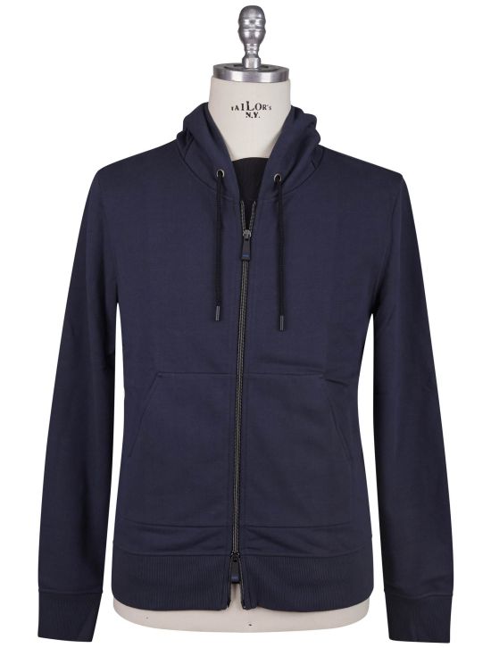 KNT Kiton Knt Blue Cotton Sweater Full Zip Blue 000