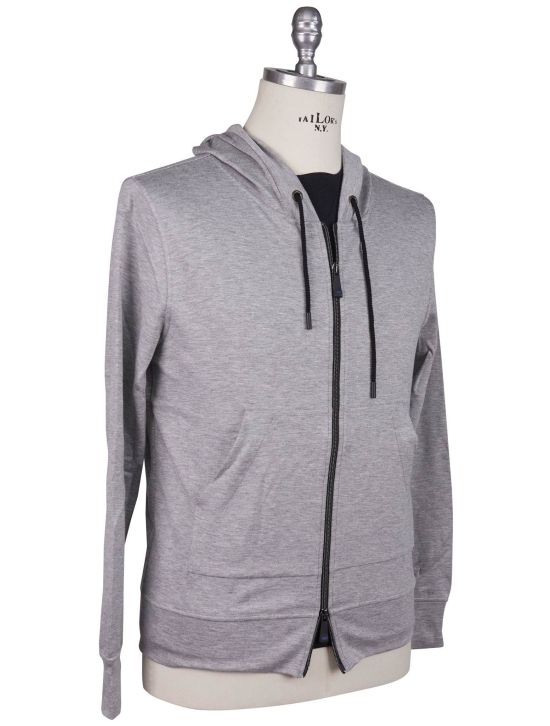 KNT Kiton Knt Gray Viscose EA Sweater Full Zip Gray 001