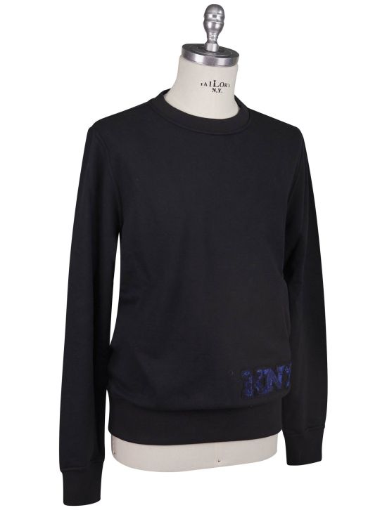 KNT Kiton Knt Black Cotton Sweater Crewneck Black 001