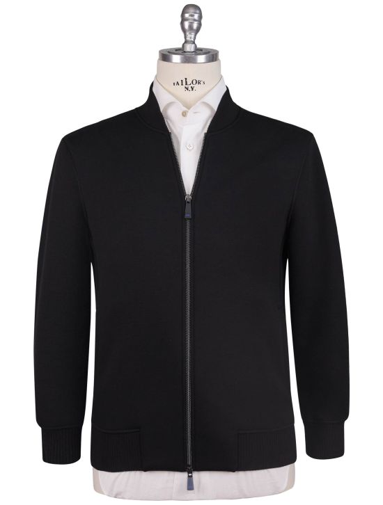 KNT Kiton Knt Black Viscose EA Coat Black 000