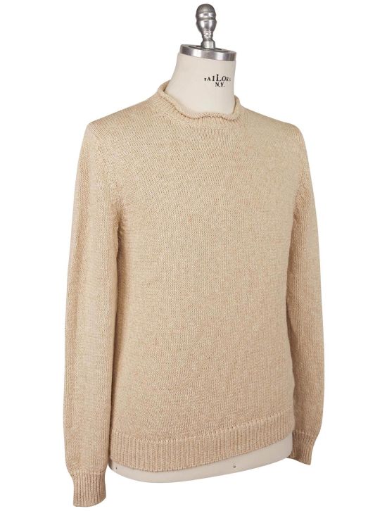 KNT Kiton Knt Beige Cotton Linen Sweater Crewneck Beige 001