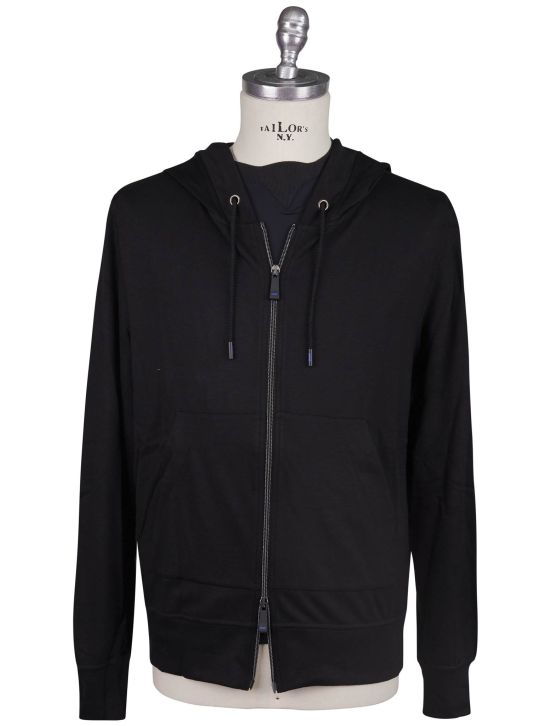 KNT Kiton Knt Black Viscose EA Sweater Full Zip Black 000