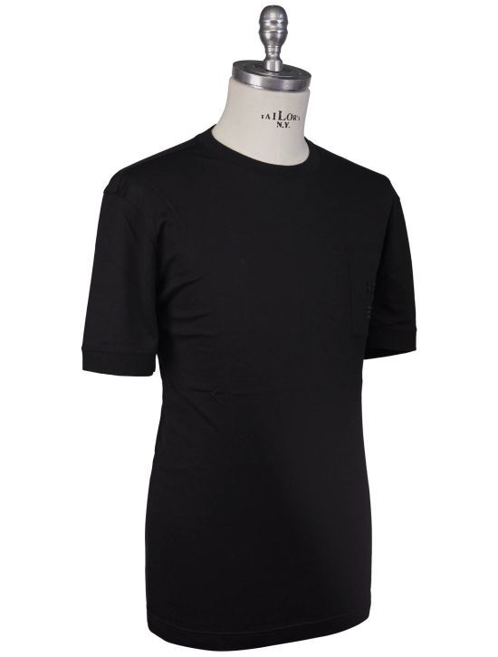 KNT Kiton Knt Black Cotton T-Shirt Black 001