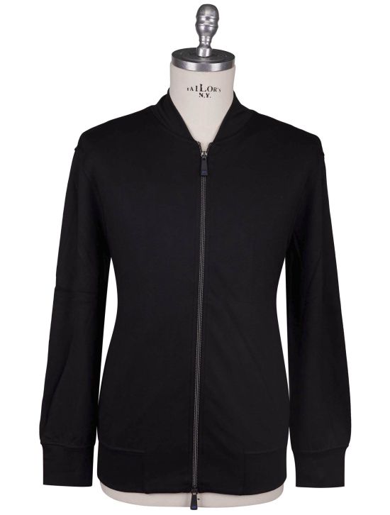 KNT Kiton Knt Black Viscose Ea Sweater Full Zip Black 000