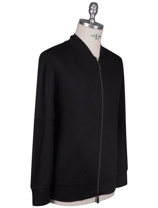 KNT Kiton Knt Black Viscose Ea Sweater Full Zip Black 001