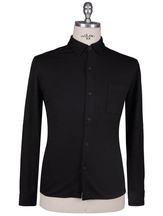 KNT Kiton Knt Black Viscose Ea Shirt Black 000