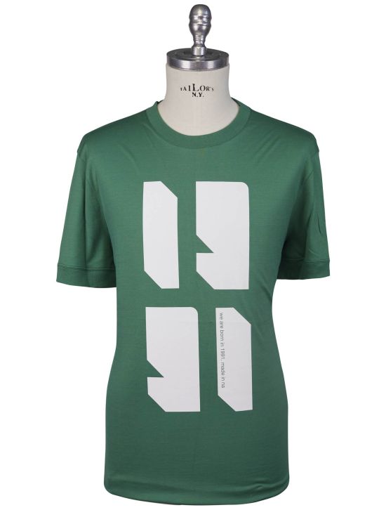 KNT Kiton Knt Green White Cotton T-Shirt Green / White 000