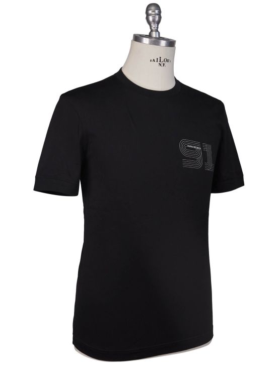 KNT Kiton Knt Black Cotton T-Shirt Black 001