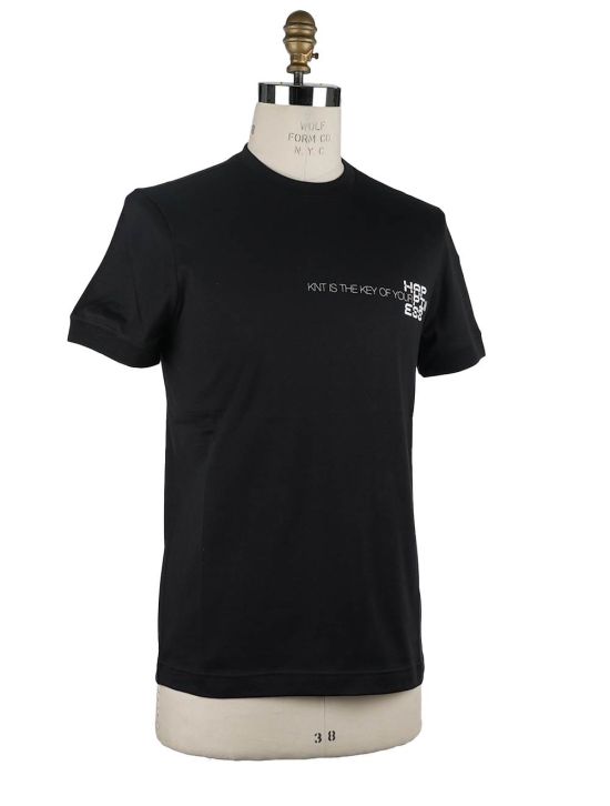 KNT KNT Kiton Black Cotton T-Shirt Black 001