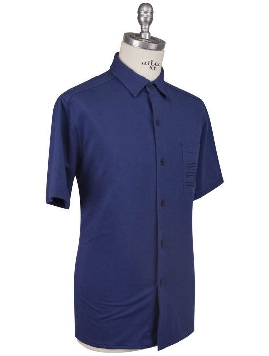 KNT Kiton Knt Blue Cotton EA Shirt Blue 001