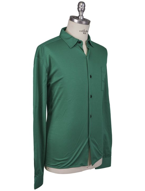 KNT Kiton Knt Green Cotton Shirt Green 001