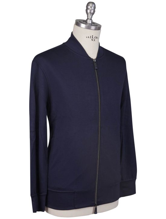 KNT Kiton Knt Blue Viscose Ea Sweater Full Zip Blue 001