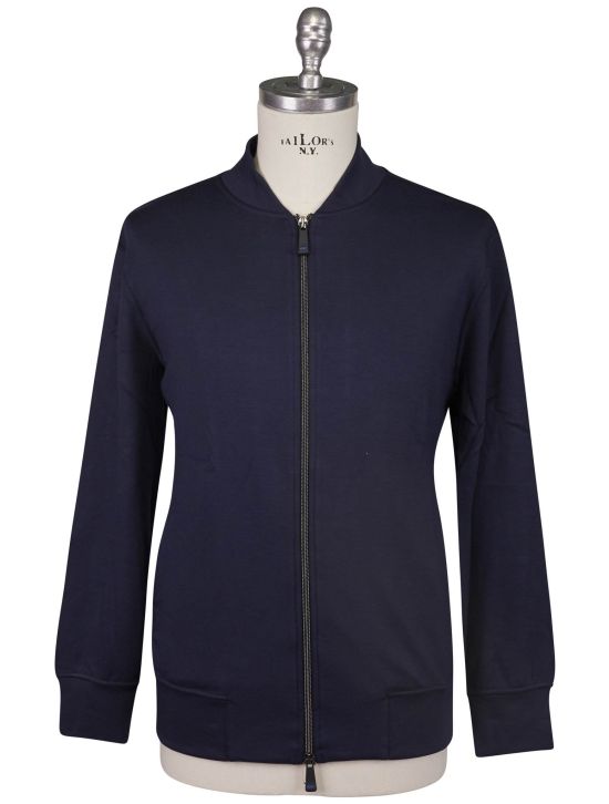 KNT Kiton Knt Blue Viscose EA Sweater Full Zip Blue 000