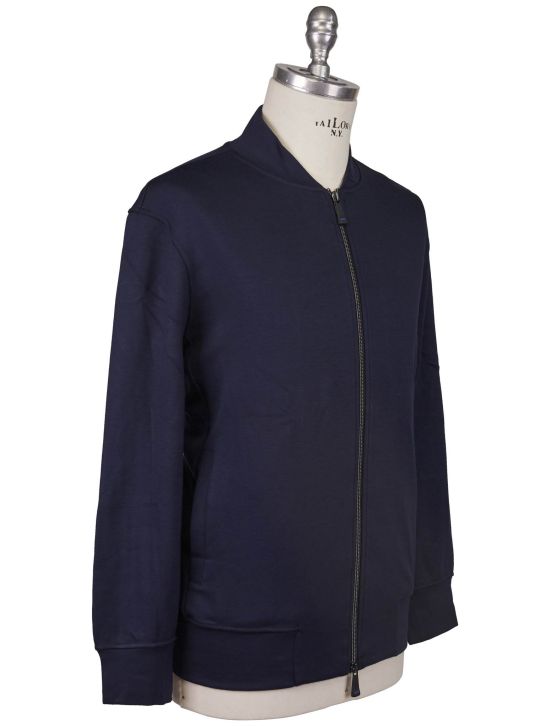 KNT Kiton Knt Blue Viscose EA Sweater Full Zip Blue 001