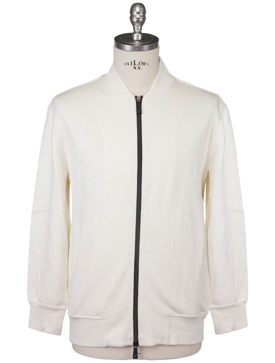 KNT Kiton Knt White Viscose EA Sweater Full Zip White 000