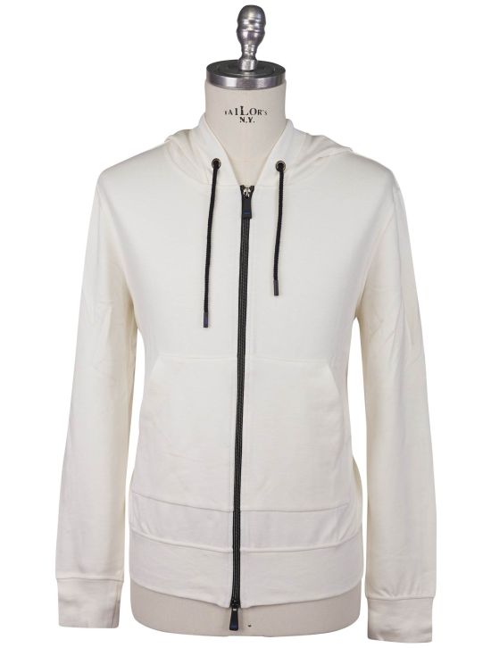 KNT Kiton Knt White Viscose Ea Sweater Full Zip White 000