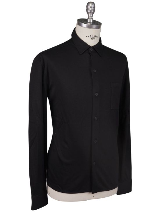 KNT Kiton Knt Black Viscose Ea Shirt Black 001