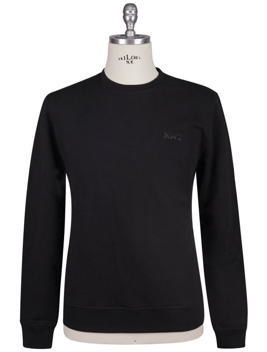 KNT Kiton Knt Black Cotton Sweater Crewneck Black 000