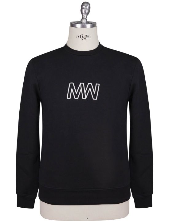 KNT Kiton Knt Black Cotton Sweater Crewneck Black 000