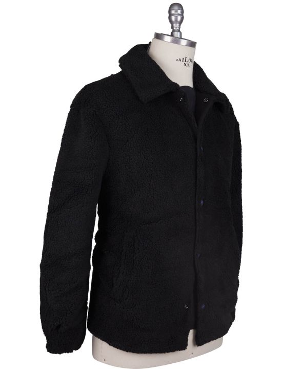 KNT Kiton Knt Black Acrylic PL Coat Black 001