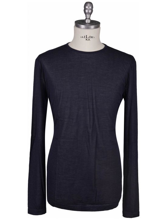 KNT Kiton Knt Blue Cashmere Silk Sweater Crewneck Blue 000