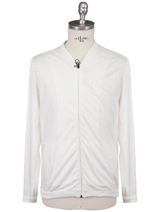 KNT Kiton Knt White Cotton Sweater Full Zip White 000