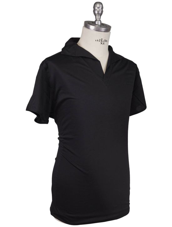 KNT Kiton Knt Black Cotton Polo Black 001