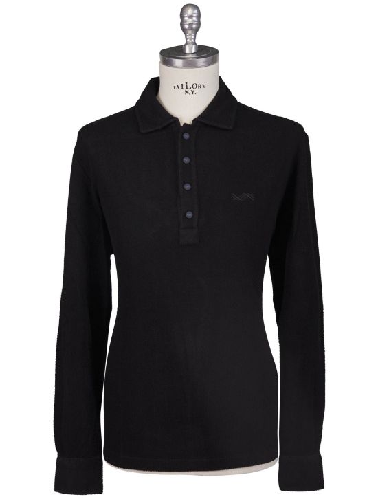 KNT Kiton Knt Black Cotton Pa Sweater Polo Black 000