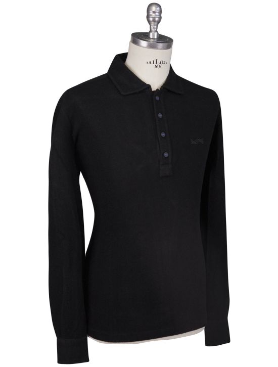 KNT Kiton Knt Black Cotton Pa Sweater Polo Black 001