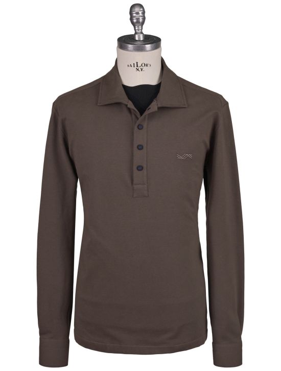 KNT Kiton Knt Gray Cotton Ea Sweater Polo Taupe 000